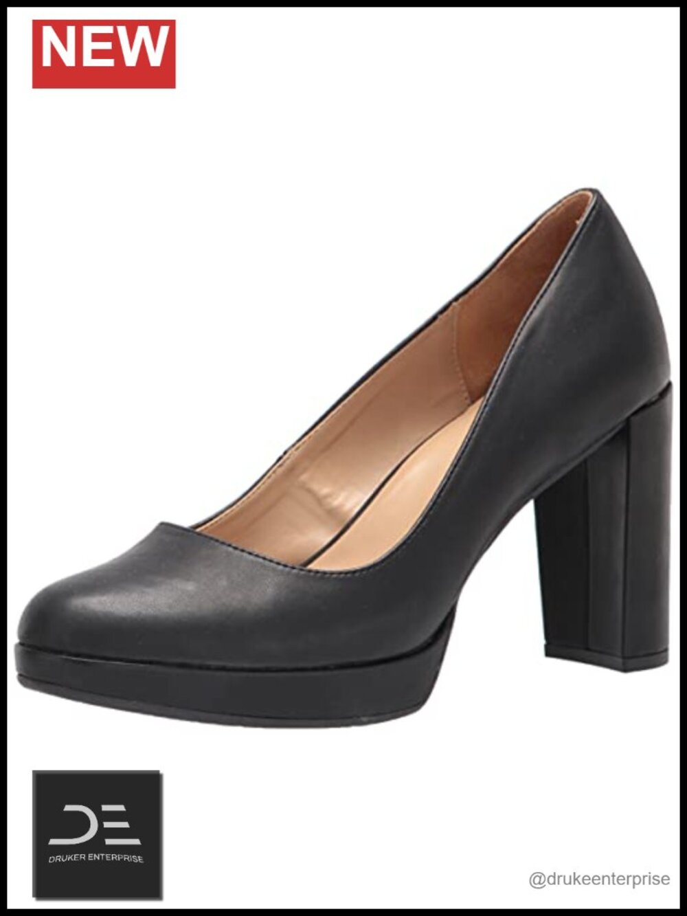 Naturalizer Berlin Chunky Heel Platform Pumps Slip-On Almond Toe Non-Slip Work
